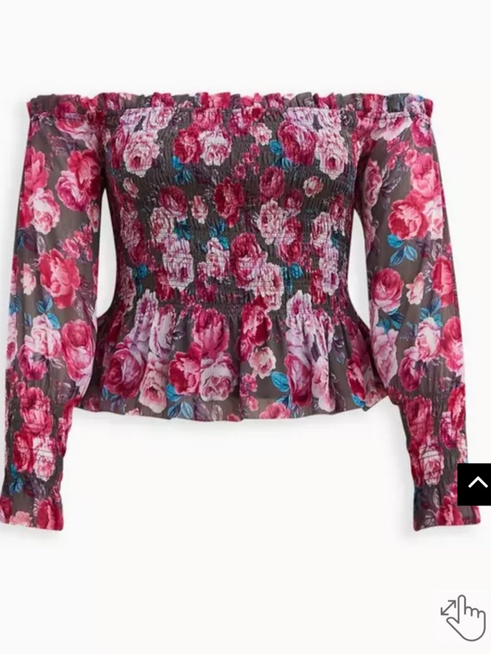 Chiffon Smocked Waist Off-Shoulder Crop Top
